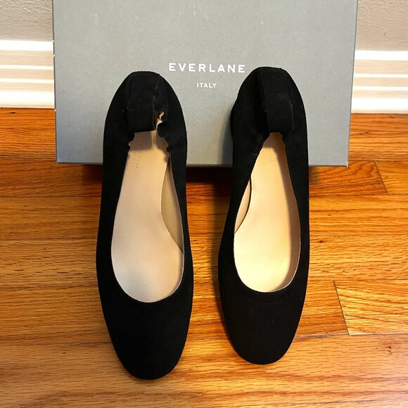 Classy Everlane Day Heel Pumps/Black Suede/New w Box - Picture 2 of 5
